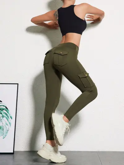 Damen Laufhose, elastisch, eng, hohe Taille, schnelltrocknend - 6