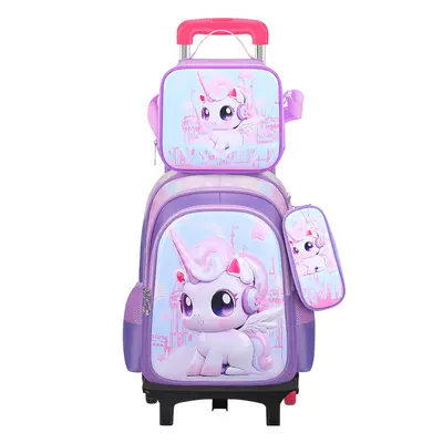 Neuer 3D-Leder-Grundschüler-Nylon-Stoff dreiteiliges Set Kinderrucksack Schulrucksack Export Lunchbox Tasche Fabrik fertig Lagerbestand - 7