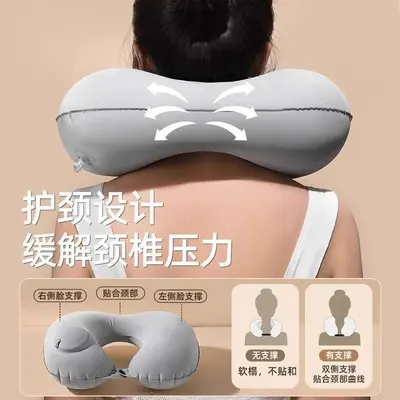 Inflatable U-shaped neck pillow, portable, travel support - 3