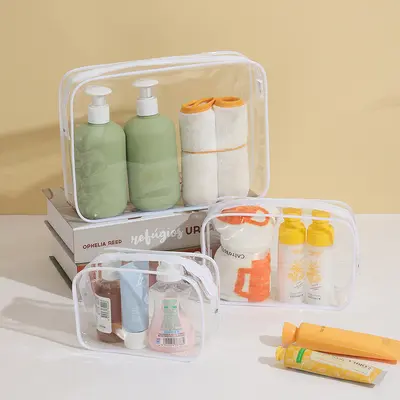 PVC Transparente Kosmetiktasche Großvolumen Reise tragbar Outdoor transparente Toilettentasche Kosmetiktasche Lagerbestand Großhandel