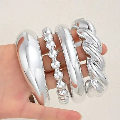 Colorful Geometric Resin Bracelet Set for Women - 13