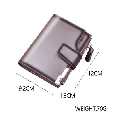 Herren-Kurzbrieftasche im Hochformat, Reißverschluss, Münzfach - 3