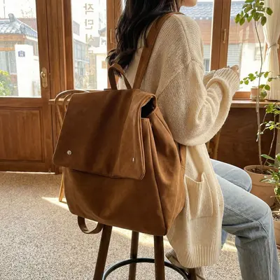 Retro Matte Women's Backpack, Large Capacity Academia Style Schoolbag - 2