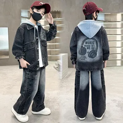 Frühlings-Jungen-Langarm-Zweiteiler-Set 2026, lockere Passform, Streetwear