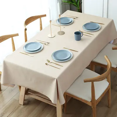 Waterproof PVC Tablecloth, Oil-Resistant, Solid Color, Rectangular and Round - 8