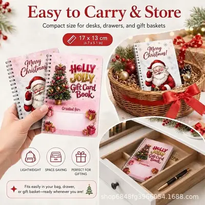 Christmas Gift Card Book, Holiday Present Card Album Booklet