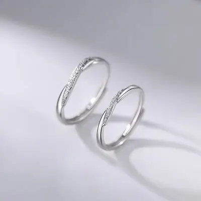 925 sterling silver double rings, minimalist unisex design - 5