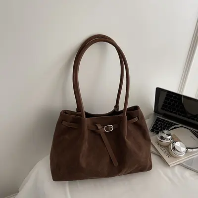 Retro-Damen-Tote-Bag mit großem Fassungsvermögen, schlichte Pendlertasche - 10
