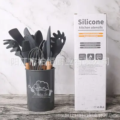Kitchen utensils set Food-grade silicone material 12-piece set, non-stick pan, easy to clean, storage kitchen tool combination included - 7