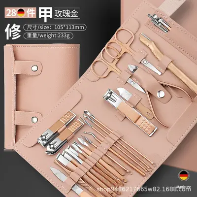 新款指甲刀套装折叠款黑红31件套修脚刀指甲剪全套挖耳勺去死皮 - 11