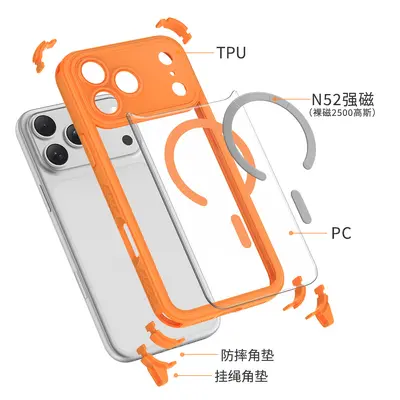 Abnehmbare Magnethülle mit Trageschlaufe für iPhone 18 Pro Max, MagSafe-Hardcase