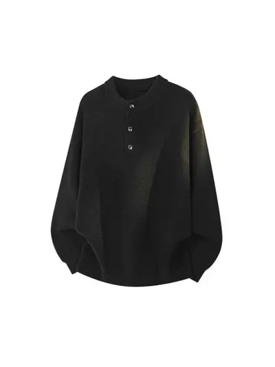 Herren Henley-Strickpullover, locker geschnitten, langärmlig - 5