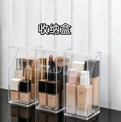 Dustproof Acrylic Storage Rack Portable Desktop Lipstick Brush Transparent Box with Lid Pen Holder Makeup Brush Organizer Tube