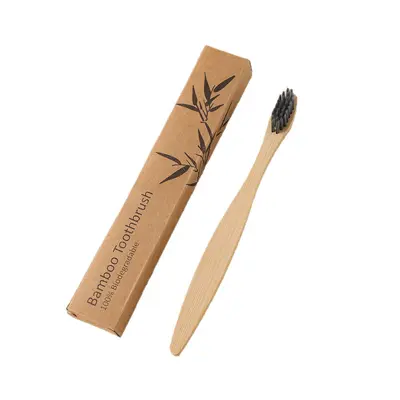 Disposable Bamboo Toothbrush, Soft Bristles, Paper Box