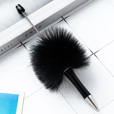 Plush Dotted Beaded Ballpoint Pen, Creative DIY Bead Pen - 7