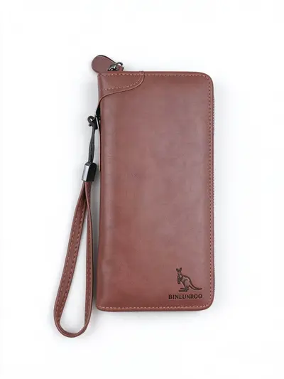 Herren-Langbrieftasche aus Leder, großes Fassungsvermögen, Clutch-Design - 4