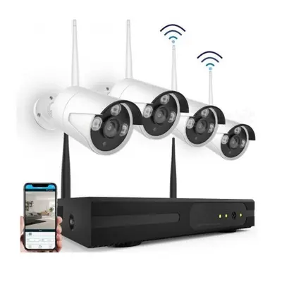 Güçlü 4 yönlü kablosuz güvenlik kamera seti Kablosuz Kamera CCTV Sistem Kiti