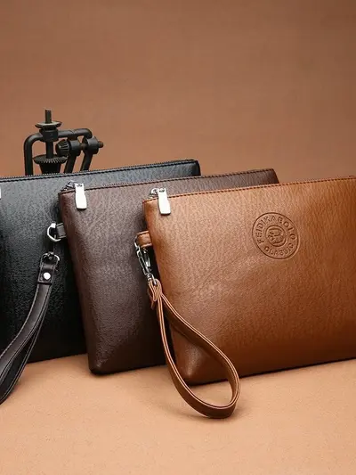 Men's PU Leather Clutch with Phone Compartment - 6