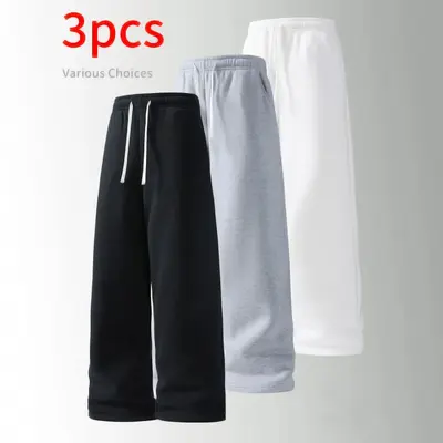 Wide-Leg Autumn-Winter Sweatpants, 3-Piece Set, Loose Fit - 10