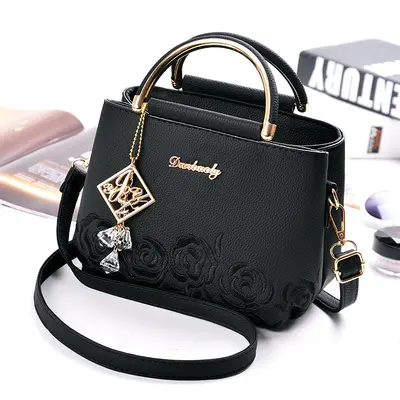 Women's Embroidered Small Handbag, Solid Colour, 2026 Model - 8