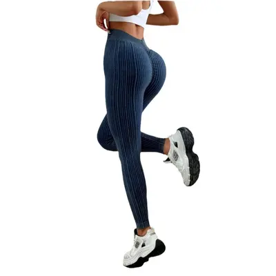 Damen Yogahose mit hohem Bund, sandgewaschen, Po-Lifting-Effekt - 6