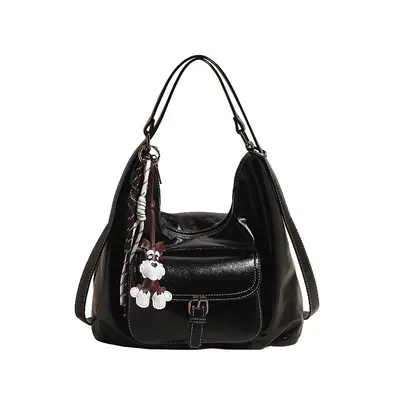 Maillard style backpack women 2025 new large capacity soft leather shoulder bag suburban multi-functional crossbody bag women's bag - 8