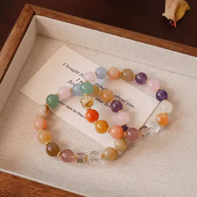 Natural Crystal Multicolor Beaded Bracelet for Women