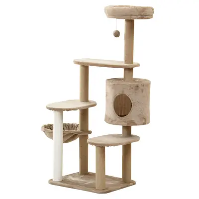 Compact Cat Tree with Scratching Posts, Small Footprint for Large Cats - 11