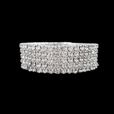 Women's full rhinestone elastic bracelet with multi-row claw chain - 10
