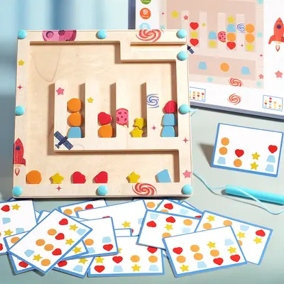 Magnetic Logic Board Game for Children with Four-Color Shapes - 3