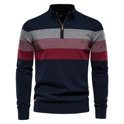 Herren-Strickpullover mit offenem Stehkragen zum Überziehen