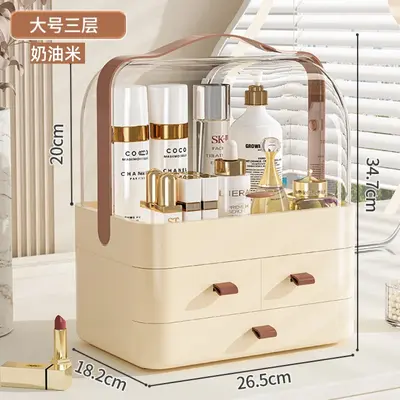Double-door cosmetics storage box with drawers - 9