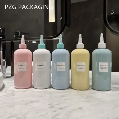 500ml Quetschflasche mit Drehverschluss und Spitzkappe für Kopfhautpflege