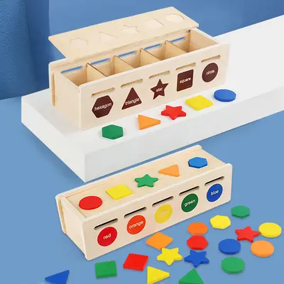 Holz-Lernspielzeug Sortierbox mit Farben und Formen, Feinmotorik - 3