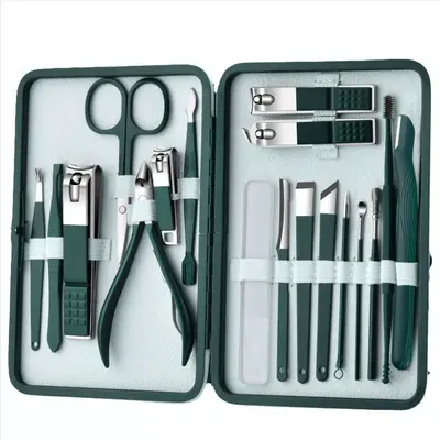Nagelschere 18-teiliges Nagelpflege-Set Haushalt Premium-Nagelknipser Ohrlöffel Fußpflege Komplett-Set Nagelwerkzeuge Nagelfeile