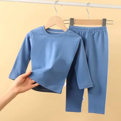 Children's Pajama Set, Autumn Winter Velvet Fleece, Solid Color