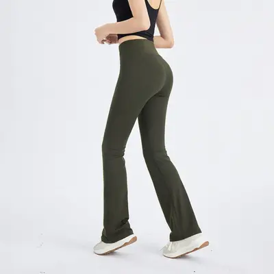 Flared Trousers Women High Waist Slim Fit Micro Flare Pants High Stretch Sports Fitness Slimming Breathable Yoga Pants