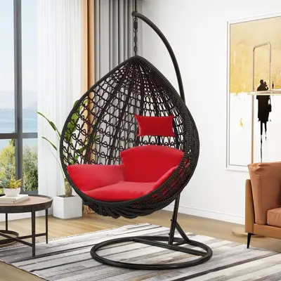 Rattan Hanging Basket Swing Chair for Balcony and Garden - 12