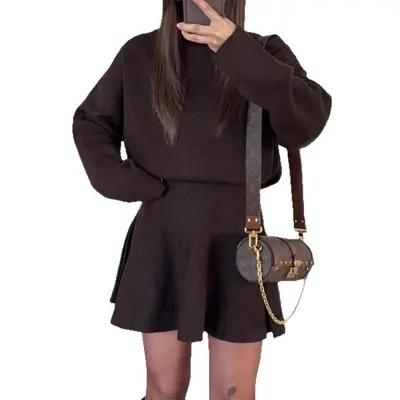 Women's Korean Style Knit Two-Piece Sports Suit
