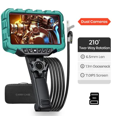 Industrial endoscope, dual lens, 360° rotatable, 7 inch screen, HD - 9