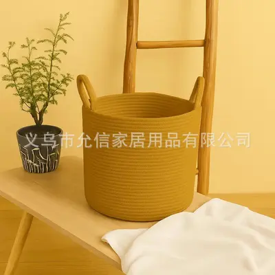 DIY Cotton Rope Storage Basket, Desktop Dirty Laundry Basket - 7