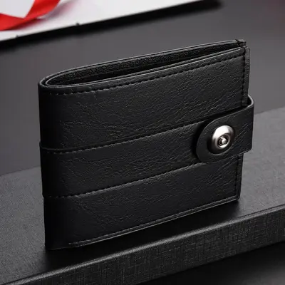 Short Men's Horizontal Wallet, Magnetic Snap Closure, Multi-Card Slots - 2