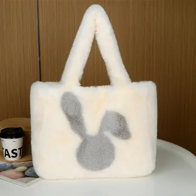 Women's rabbit plush bag with large ears, large capacity shoulder bag - 3