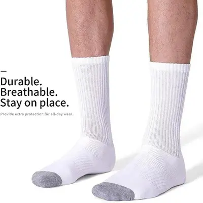 Men's High-Elastic Basketball Sports Socks, Black and White, Breathable