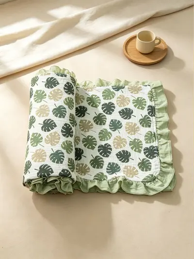 4-lagige Baumwoll-Babydecke mit Rüschen - 13