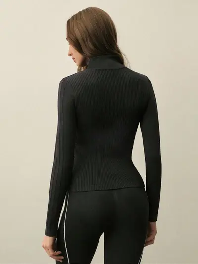 Seamless Zip-Up Yoga Jacket, Waist-Cinching Outdoor Sports and Fitness Wear - 4
