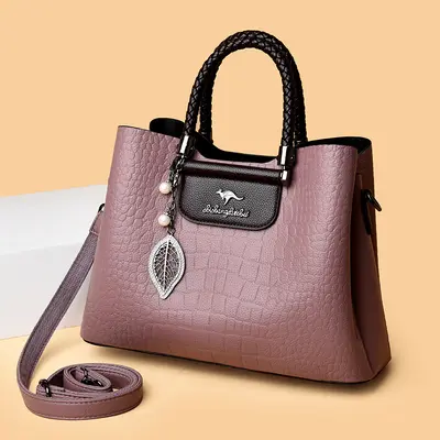Women's Large-Capacity Tote Handbag with Crossbody Strap - 8