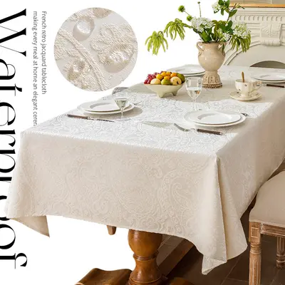 Waterproof Oil-Proof French Retro Rectangular Tablecloth for 6 Persons