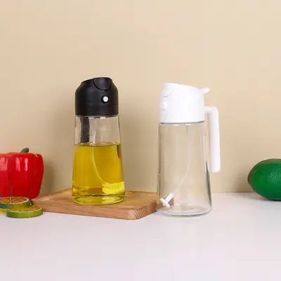Yağ sprey şişesi mutfak ev sprey ve dökün çift amaçlı yağ sprey şişesi hava fritözü atomize yağ sprey şişesi cam sızdırmaz yağ tankı pot
