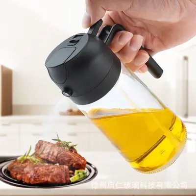 Grenzüberschreitende Glas-Ölkanne Spray-Ausguss Zweifunktions-Großvolumen Nicht-tropfend Heimgebrauch Spray-Ölkanne Speiseöl-Portionierungsflasche Spray-Ölflascheflaschefl